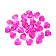Romantic Valentines Ideas Glass Charms, Faceted Heart Pendants, Magenta, 10x10x5mm, Hole: 1mm(G030V10mm-37)