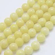 Natural Mashan Jade Round Beads Strands, Dyed, Light Yellow, 4mm, Hole: 1mm, about 98pcs/strand, 15.7 inch(G-D263-4mm-XS06)