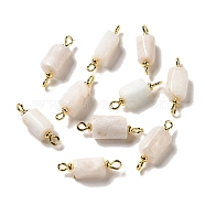 Natural Quartz Crystal Connector Charms, Faceted Column Links with Real 18K Gold Plated Brass Double Loops, 21~23x6.5~7x6.5~7mm, Hole: 1.6mm(FIND-C046-10C-G)