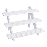 DIY 3 Tier Wooden Display Riser Kit, for Models, Building Blocks, Doll Display Holder, Storage Organizer Rack, with Screws & Wing Nuts, White, 39x7.6x1.1cm(ODIS-WH0029-25A)