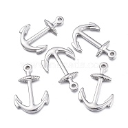 304 Stainless Steel Pendants, Anchor, Stainless Steel Color, 37.5x25x3.5mm, Hole: 3mm(STAS-K207-22P)