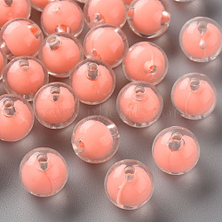 Transparent Acrylic Beads, Bead in Bead, Round, Salmon, 11.5x11mm, Hole: 2mm, about 520pcs/500g(TACR-S152-16A-SS2109)