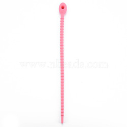 Silicone Cable Ties, Tie Wraps, Reusable Zip Ties, Hot Pink, 214x13.5x12mm, Hole: 3mm(SIL-Q015-001B)
