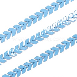Spray Painted Brass Link Chains, Cobs Chains, Soldered, with Spool, Light Sky Blue, 7x6x2mm, 32.8 Feet(10m)/roll(CHC-M021-02C)