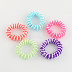 Telephone Cord Elastic Hair Ties, Ponytail Holder, Plastic, Mixed Color, 40~48mm, about 20pcs/bag(OHAR-R116-13)