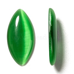 Cat Eye Cabochons, Green, Oval/Rice, about 10mm wide, 20mm long, 3mm thick(X-CE043-10X20-07)