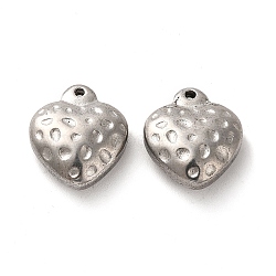 Valentine's Day 304 Stainless Steel Pendants, Heart Charm, Stainless Steel Color, 14x12.5x5.5mm, Hole: 1mm(STAS-E193-06P)