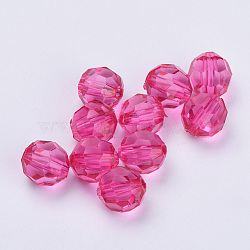 Transparent Acrylic Beads, Faceted, Round, Hot Pink, 12x11.5mm, Hole: 1.7mm, about 550pcs/500g(TACR-Q257-12mm-V08)