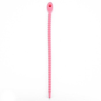 Silicone Cable Ties, Tie Wraps, Reusable Zip Ties, Hot Pink, 214x13.5x12mm, Hole: 3mm