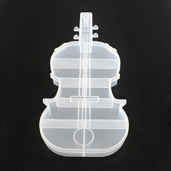 Violin Plastic Bead Storage Containers, 10 Compartments, Clear, 21.8x10.8x2.5cm