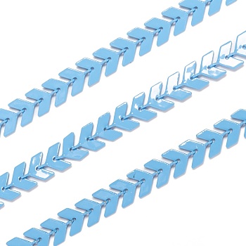 Spray Painted Brass Link Chains, Cobs Chains, Soldered, with Spool, Light Sky Blue, 7x6x2mm, 32.8 Feet(10m)/roll