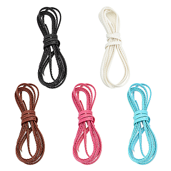 5Pcs 5 Colors  Flat Imitation Leather Cord, for Bag Strap Making, Mixed Color, 3x0.8mm, 1 color/pc
