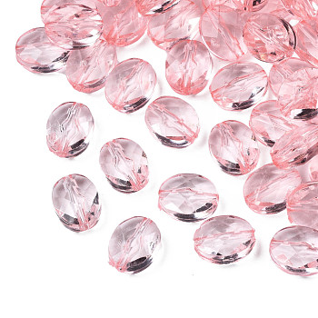 Transparent Acrylic Beads, Oval, Pink, 10x8x5.5mm, Hole: 1.5mm, about 1550pcs/500g