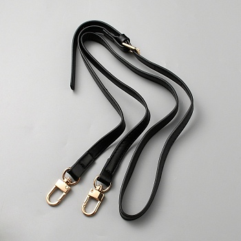 PU Leather Adjustable Bag Straps, with Alloy Swivel Clasps, Black, 109.6x1.25x0.2cm