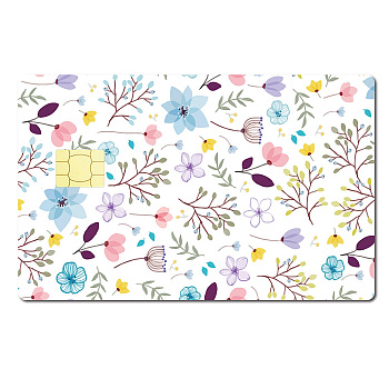 PVC Plastic Waterproof Card Stickers, Self-adhesion Card Skin for Bank Card Decor, Rectangle, Flower Pattern, 186.3x137.3mm