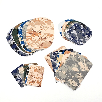 Polyeter Hot Melt Glue Patches, Camouflage Pattern, Rectangle & Oval, Mixed Color, 75~165x55~120x0.3mm, 20pcs/set