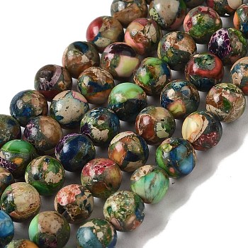 Dyed Natural Imperial Jasper Beads Strands, Round, Colorful, 6mm, Hole: 1mm, about 60pcs/strand, 15.04''(38.2cm)