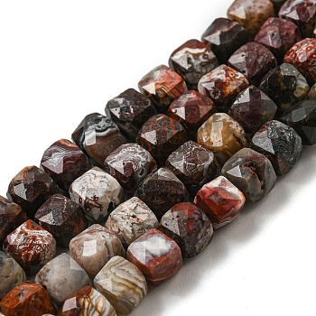 Natural Mexican Lace Agate Beads Strands, Faceted Cube, 5.5~6x6~7x6~7mm, Hole: 0.8mm, about 64pcs/strand, 15.75''(40cm)