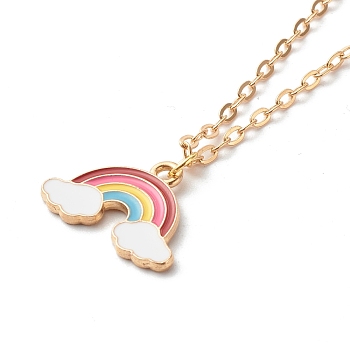 Alloy Enamel Rainbow Pendant Necklaces, with Brass Cable Chains, Golden, 18.11 inch(46cm)