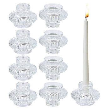 8Pcs Glass Candle Holder, Column, Clear, 79x59mm