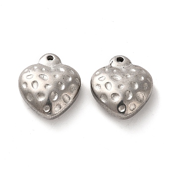 Valentine's Day 304 Stainless Steel Pendants, Heart Charm, Stainless Steel Color, 14x12.5x5.5mm, Hole: 1mm