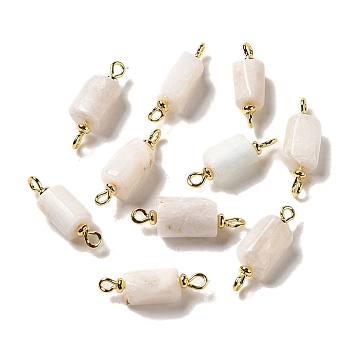 Natural Quartz Crystal Connector Charms, Faceted Column Links with Real 18K Gold Plated Brass Double Loops, 21~23x6.5~7x6.5~7mm, Hole: 1.6mm