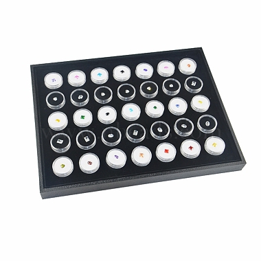 Wood Jewelry Display Case Box with 24 Mini Column Plastic Screw Top Foam Gem Jars(CON-NH0001-04A)-2