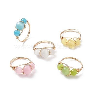 Mixed Color Round Cat Eye Finger Rings