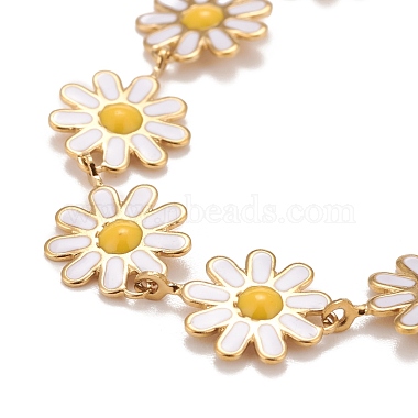 Enamel Daisy Link Chains Bracelet(BJEW-P271-01G)-3