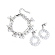 Glass Brided Beaded Dangle Stud Earrings & Multi-strand Bracelet(SJEW-JS01257)-1