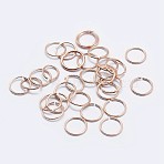 925 Sterling Silver Open Jump Rings, Saw Cut Round, Rose Gold, 22 Gauge, 6x0.6mm, Inner Diameter: 5mm, about 200pcs/10g(STER-F036-02RG-0.6x6mm)