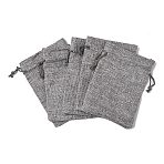 Burlap Packing Pouches, Drawstring Bags, Gray, 14x10x0.4cm(ABAG-XCP0001-13)