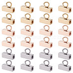 30Pcs 3 Colors 201 Stainless Steel Tube Bails, Loop Bails, Cuboid, Mixed Color, 6.5x8x3mm, Hole: 2.5mm, Inner Diameter:1.8mm, 10pcs/color(STAS-UN0038-70)