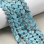 Synthetic Turquoise Beads Strands, Heart, 6x6x2mm, Hole: 0.8mm, about 69pcs/strand, 14.96''(38cm)(G-M403-A55-02)