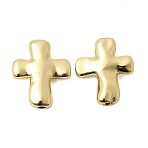 Cross Brass Beads, Rack Plating, Lead Free & Cadmium Free, Long-Lasting Plated, Real 18K Gold Plated, 13.5x11x3mm, Hole: 1.4mm(KK-L267-05G)