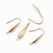 Ion Plating(IP) 316 Surgical Stainless Steel Earring Hooks, Ear Wire, with Vertical Loop, Golden, 19.5x4.5x1mm, 18 Gauge, Hole: 1.2mm(STAS-H392-03G)