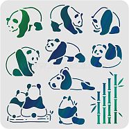 Plastic Reusable Drawing Painting Stencils Templates, for Painting on Scrapbook Fabric Tiles Floor Furniture Wood, Square, Panda Pattern, 300x300mm(DIY-WH0172-346)