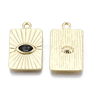 Alloy Pendants, with Glass, Cadmium Free & Lead Free, Rectangle with Eye, Light Gold, Black, 24x15x3mm, Hole: 2mm(PALLOY-N157-044)