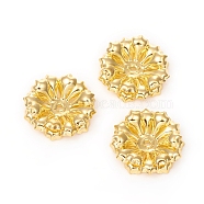 Multi-Petal Brass Bead Caps, Long-Lasting Plated, Flower, Golden, 24x6mm, Hole: 1.5mm(X-KK-I669-13G)
