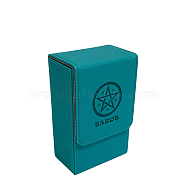 Rectangle Star PU Leather Tarot Card Storage Boxes, Playing Card Organizer Case with Magnetic Clasps, Teal, 8.6x5.7x13.7cm(WICR-PW0001-11C)