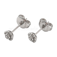 304 Stainless Steel Stud Earrings, Flower, Stainless Steel Color, 5x5mm(EJEW-Z022-10P)