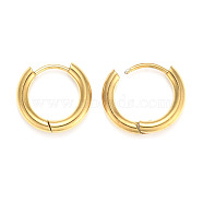 Ion Plating(IP) 304 Stainless Steel Huggie Hoop Earrings, Manual Polishing, Hypoallergenic Earrings, Thick Hoop Earrings, Ring, Real 18K Gold Plated, 10 Gauge, 14.5x14x2.5mm, Pin: 1mm(X-EJEW-O087-06F-G)