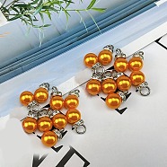 ABS Plastic Imitation Pearl Charms, with Resin Rhinestone, Round Charm, Orange, 13x8mm, Hole: 3mm(KY-TAC0011-03P-09)