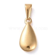 304 Stainless Steel Tag Pendants, Puffed Teardrop, Golden, 19x9.5x4mm, Hole: 8x3mm(STAS-I127-049G)