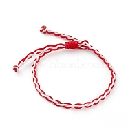 Adjustable Two Tone Nylon Cord Braided Bracelets, Red, Inner Diameter: 3/8~2-5/8 inch(1~6.6cm)(BJEW-JB05850-01)