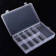 Plastic Bead Storage Container, 9 Compartment Organizer Boxes, Rectangle, Clear, 24.5x14.5x3.5cm, Compartment: 14x6.5x3cm & 6.8x3.7x3cm(CON-R014-03)