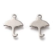 304 Stainless Steel Pendants, Laser Cut, Umbrella, Stainless Steel Color, 14x11x0.8mm, Hole: 1.4mm(STAS-P266-13P)