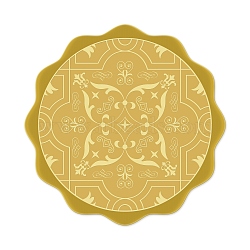 Self Adhesive Gold Foil Embossed Stickers, Medal Decoration Sticker, Flower Pattern, 5x5cm(DIY-WH0211-029)