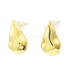 Teardrop Brass Stud Earrings, Long-Lasting Plated, Lead Free & Cadmium Free, Real 18K Gold Plated, 19x9mm, Pin: 11x0.8mm(EJEW-L270-24G)