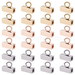 Unicraftale 30Pcs 3 Colors 201 Stainless Steel Tube Bails, Loop Bails, Cuboid, Mixed Color, 6.5x8x3mm, Hole: 2.5mm, Inner Diameter:1.8mm, 10pcs/color(STAS-UN0038-70)